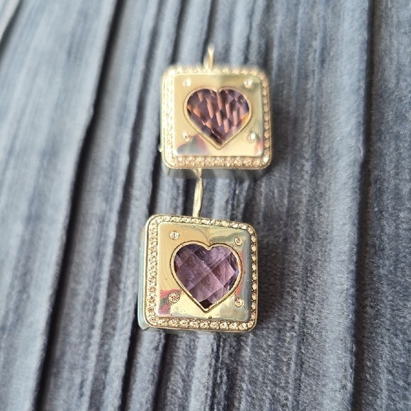 Brighton Purple and Silver Heart Earrings - Picture 10 of 10